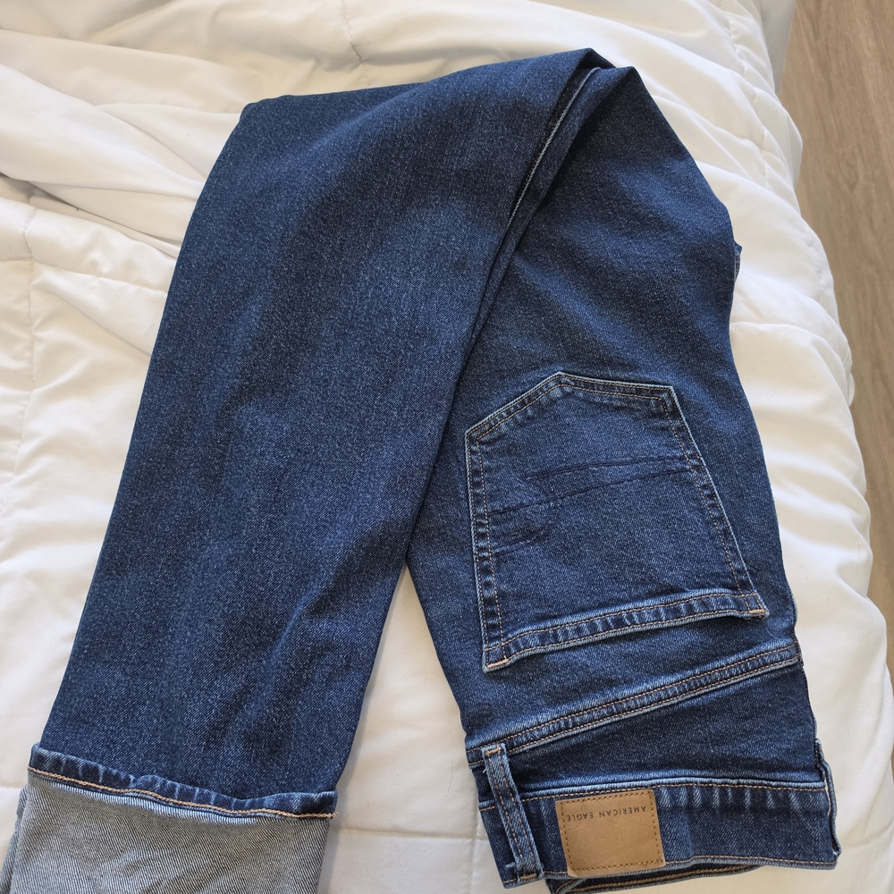 American Eagle Outfitters Womens Straight Dark Blue Denim Jeans